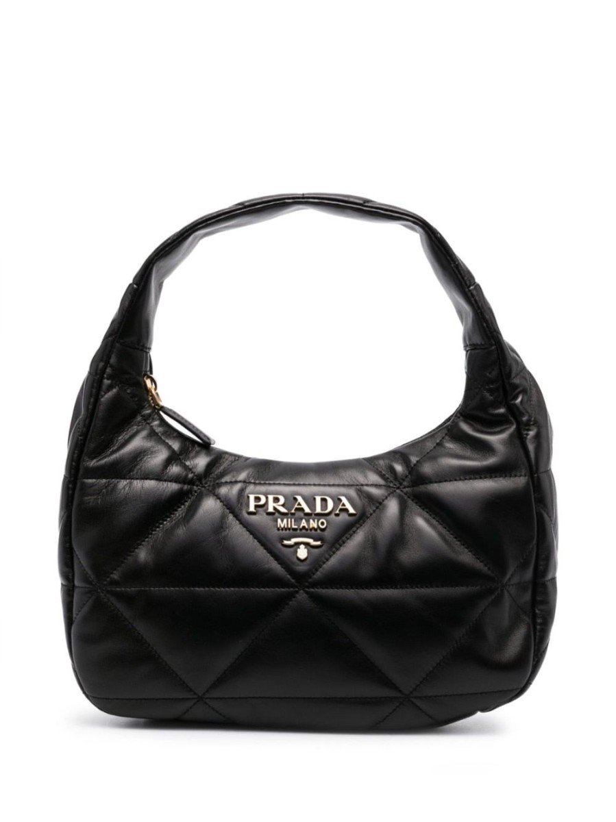 Donna PRADA | Borsa A Spalla Trapuntata Con Placca Logo