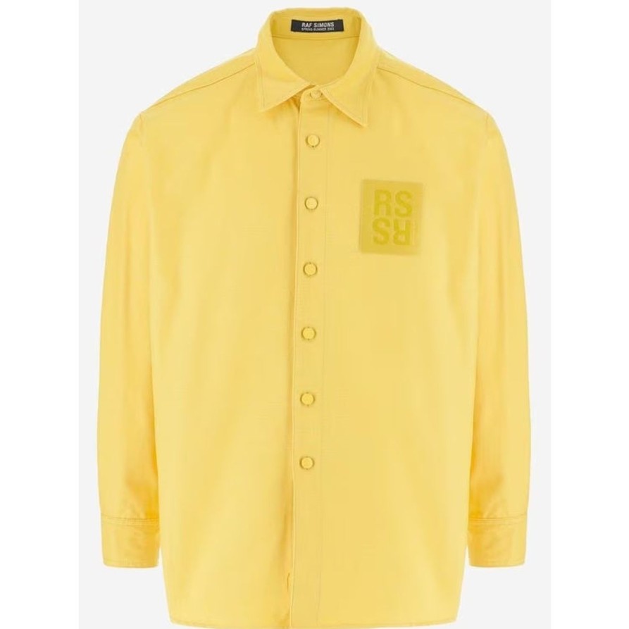 Uomo RAF SIMONS | Maglia A Maniche Lunghe Con Patch Logo Giallo