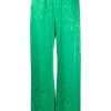 Donna MSGM | Pantaloni Palazzo In Raso Jacquard Verde