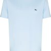 Uomo LACOSTE | T-Shirt Azzurra Con Logo Ricamato Sul Petto