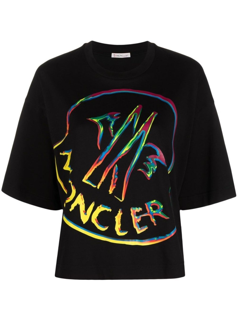 Donna MONCLER | T-Shirt In Cotone Con Stampa Logo