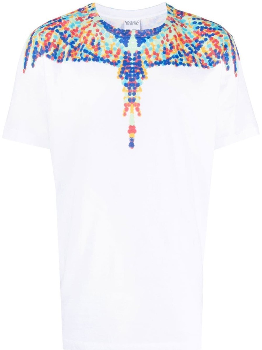 Uomo MARCELO BURLON | T-Shirt A Maniche Corte Con Ali