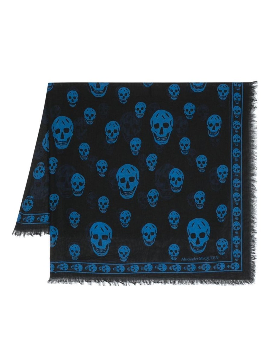 Uomo ALEXANDER MCQUEEN | Foulard Sfilacciato Con Stampa Teschio