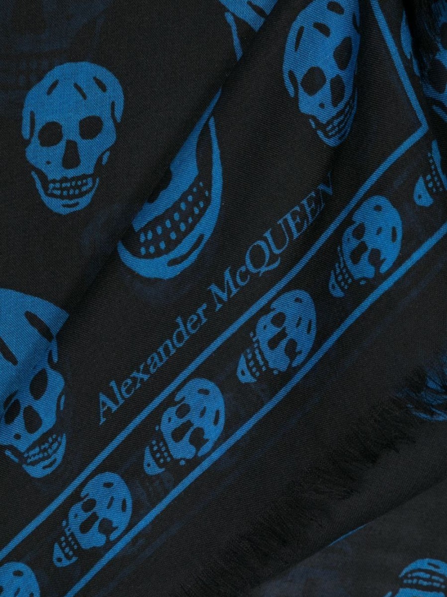 Uomo ALEXANDER MCQUEEN | Foulard Sfilacciato Con Stampa Teschio