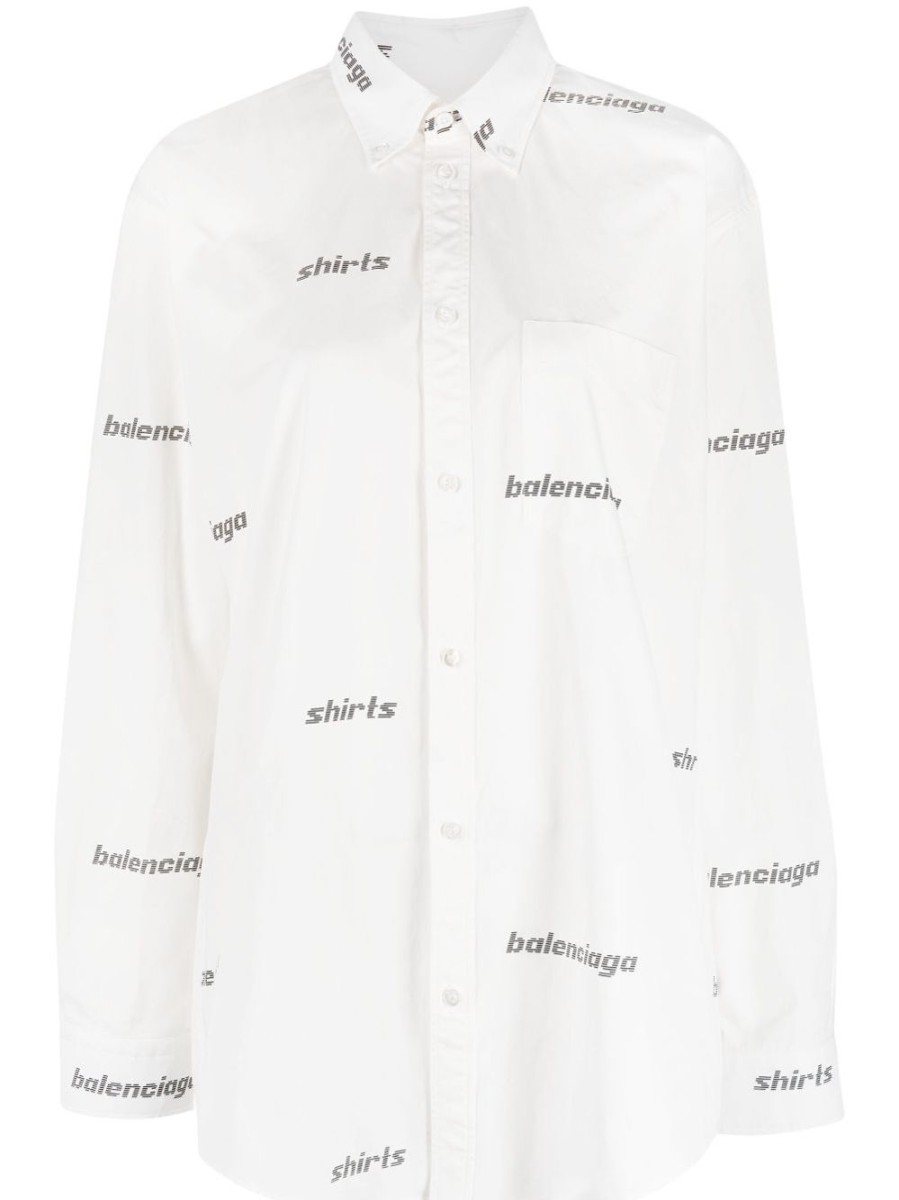 Donna BALENCIAGA | Camicia In Cotone Con Stampa Logo