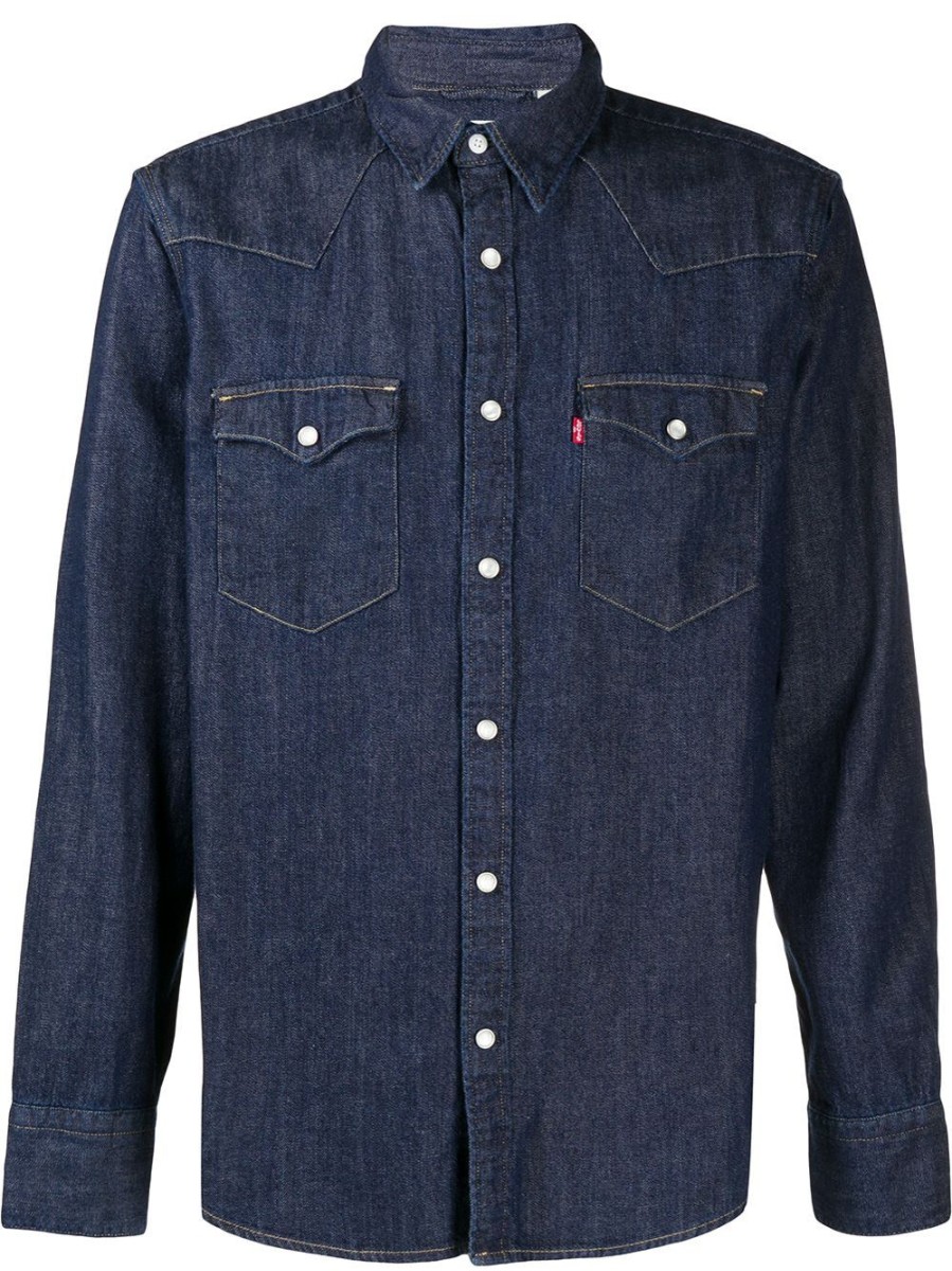 Uomo LEVI'S | Camicia In Denim Barstow Western Di Cotone Blu Scuro