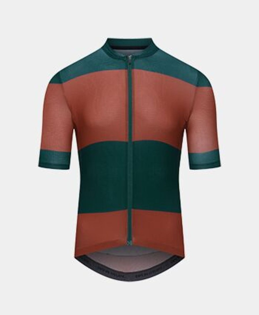 Uomo CAFÉ DU CYCLISTE | Maglia Da Ciclismo Ultraleggera Verde/Arancione