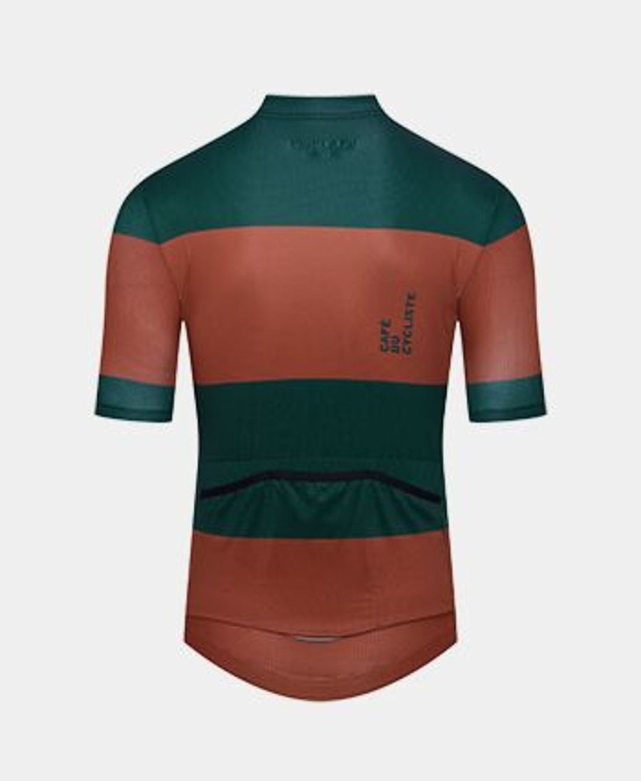 Uomo CAFÉ DU CYCLISTE | Maglia Da Ciclismo Ultraleggera Verde/Arancione