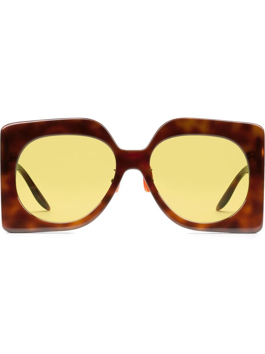 Donna GUCCI | Occhiali Da Sole Oversize Colorati In Acetato/Gomma Marrone