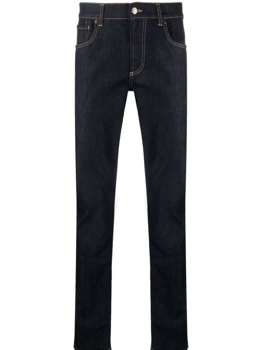 Uomo ALEXANDER MCQUEEN | Pantaloni In Denim A Gamba Dritta