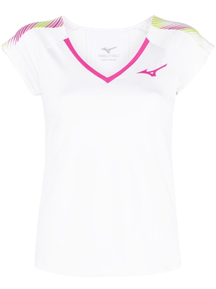 Donna MIZUNO | T-Shirt Con Scollo A V E Logo Stampato