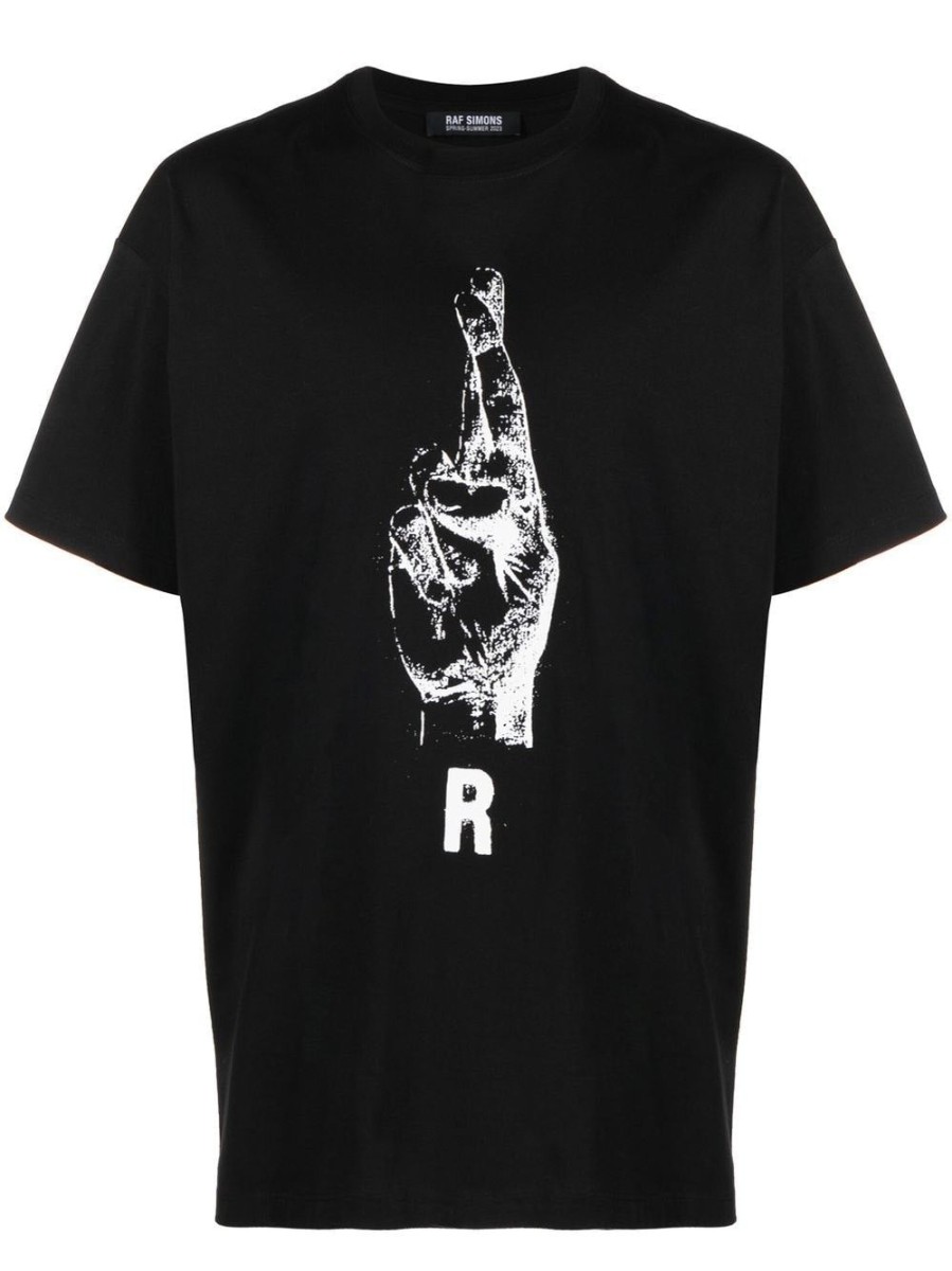 Uomo RAF SIMONS | T-Shirt A Maniche Corte Con Segno Della Mano