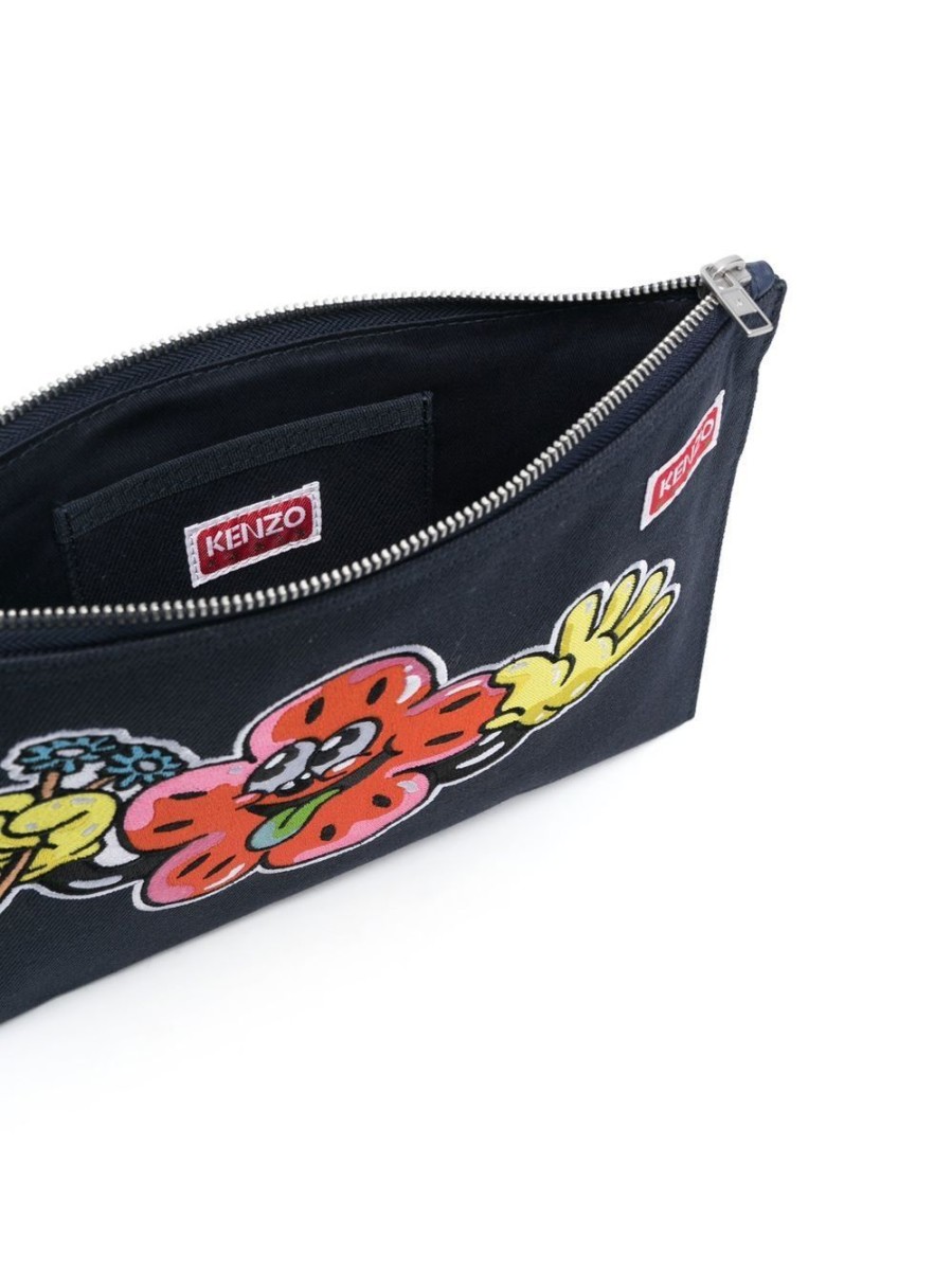 Uomo KENZO | Pochette In Cotone Con Logo Ricamato