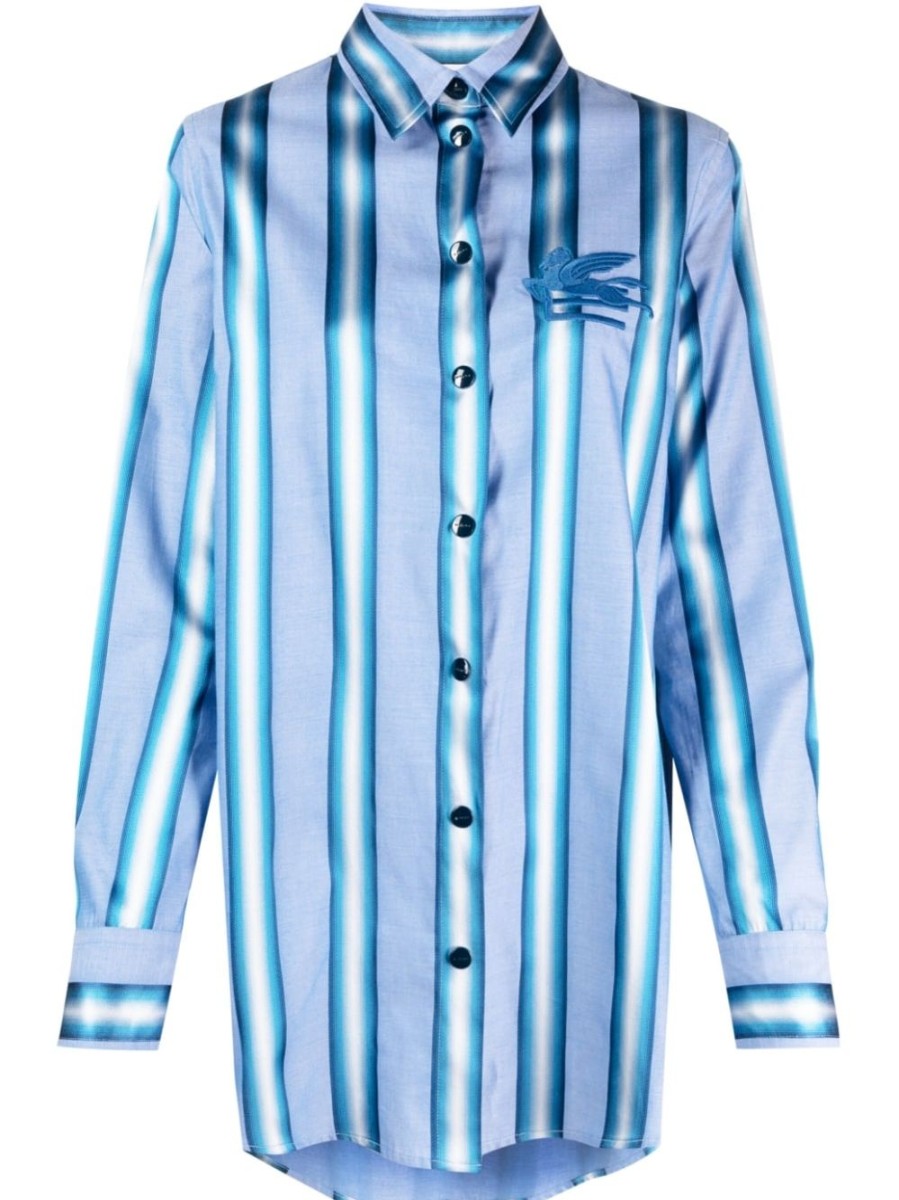 Donna ETRO | Camicia In Cotone-Seta Con Logo Ricamato