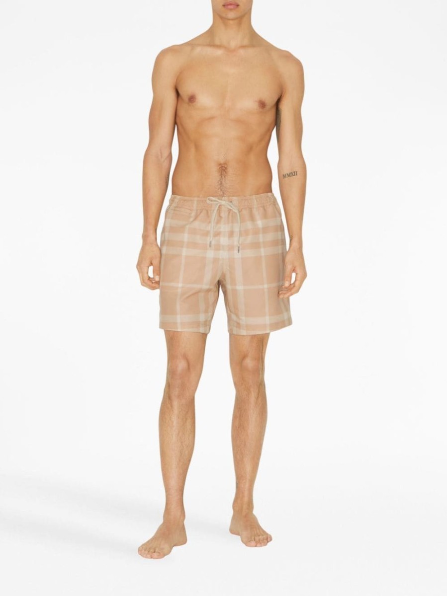 Uomo BURBERRY | Boxer Da Mare Con Coulisse E Stampa Check