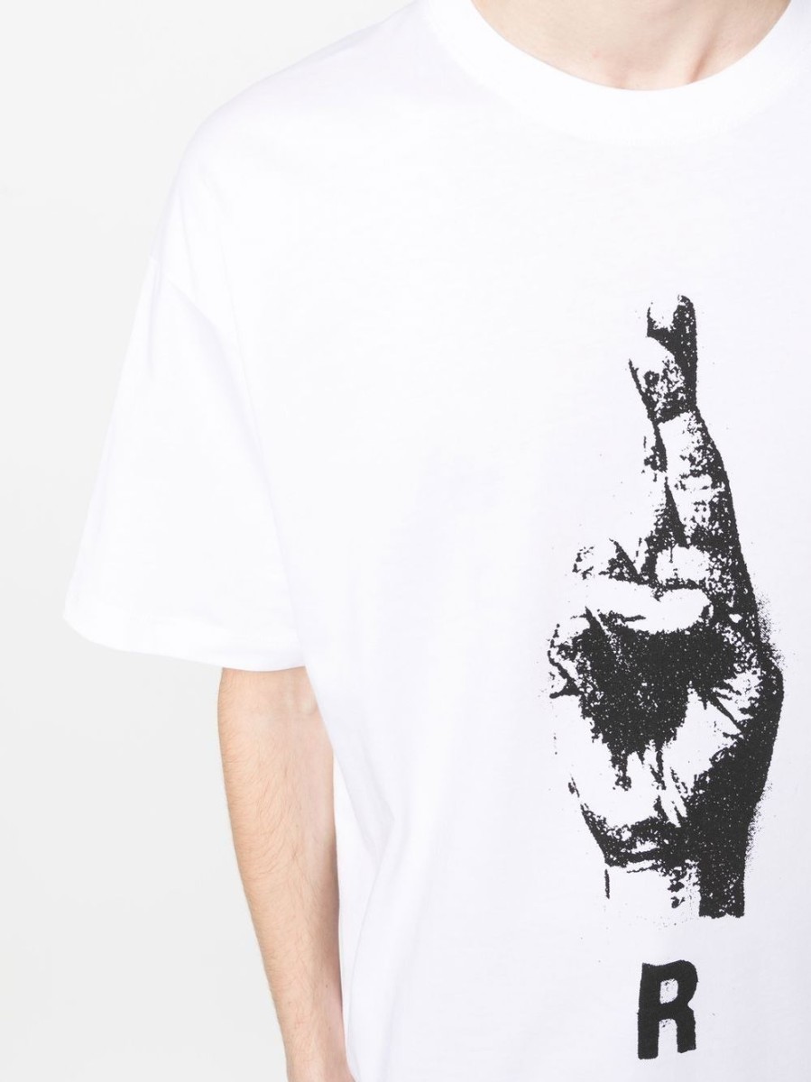 Uomo RAF SIMONS | T-Shirt Con Stampa Di Segni Di Mano