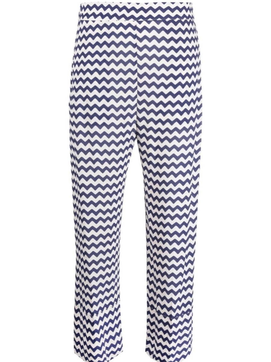 Donna SEMICOUTURE | Pantaloni Cropped Con Stampa A Zigzag