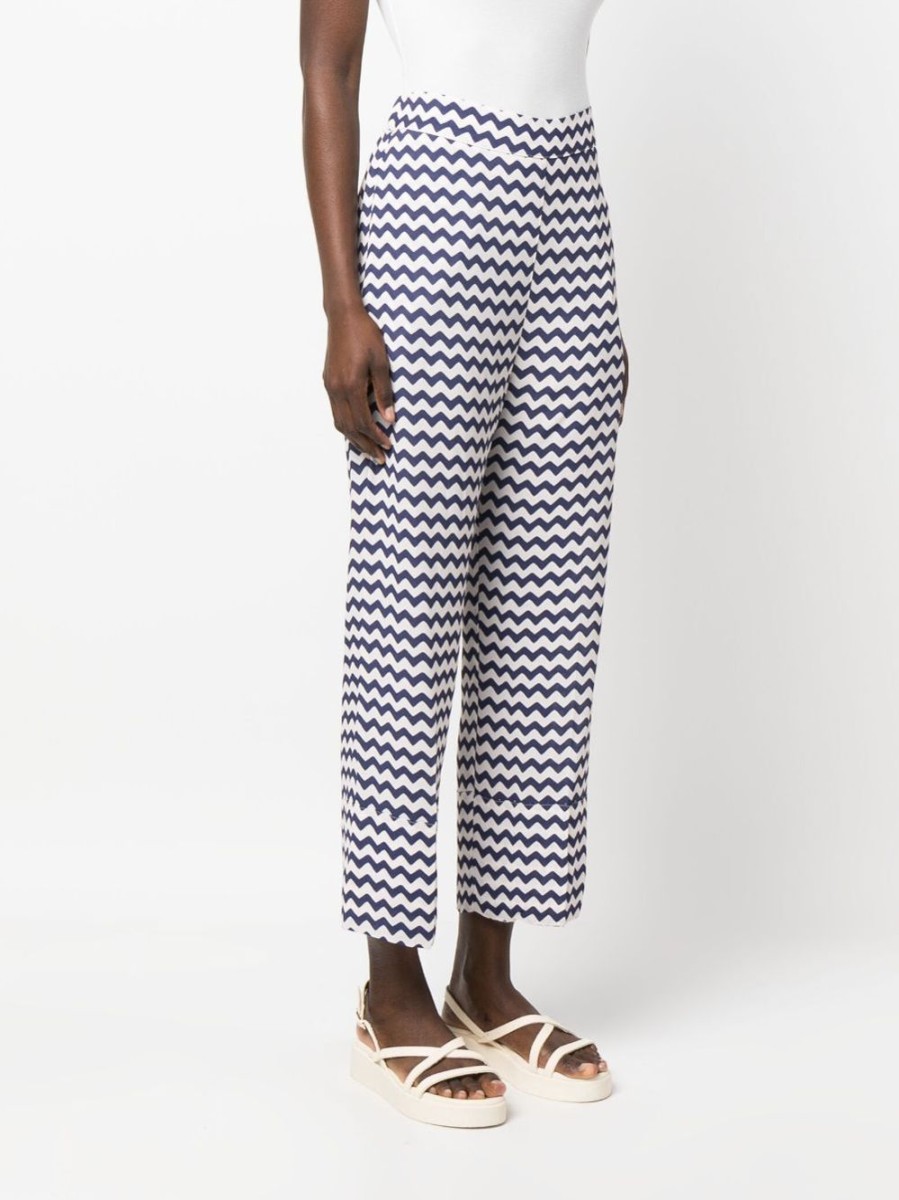 Donna SEMICOUTURE | Pantaloni Cropped Con Stampa A Zigzag