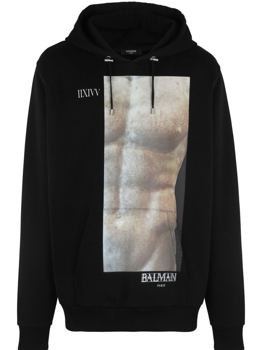 Uomo BALMAIN | Felpa Con Stampa Grafica