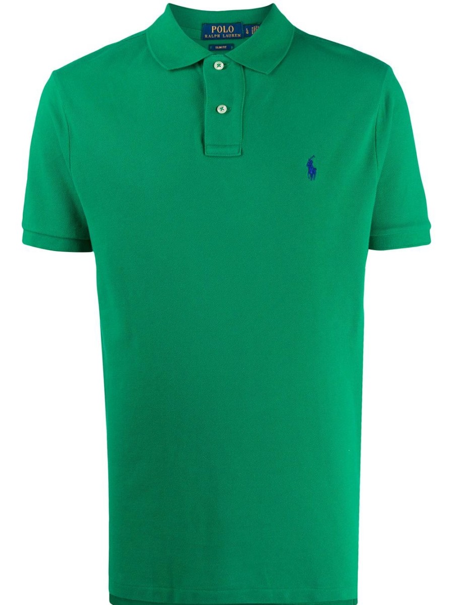 Uomo POLO RALPH LAUREN | Polo In Cotone Verde Prato Con Logo Ricamato