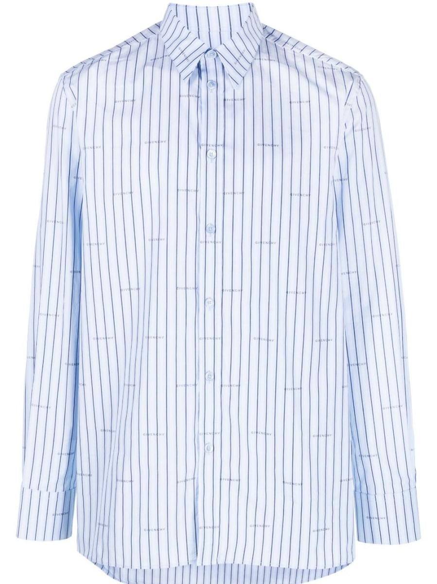 Uomo GIVENCHY | Camicia A Righe Con Stampa Logo