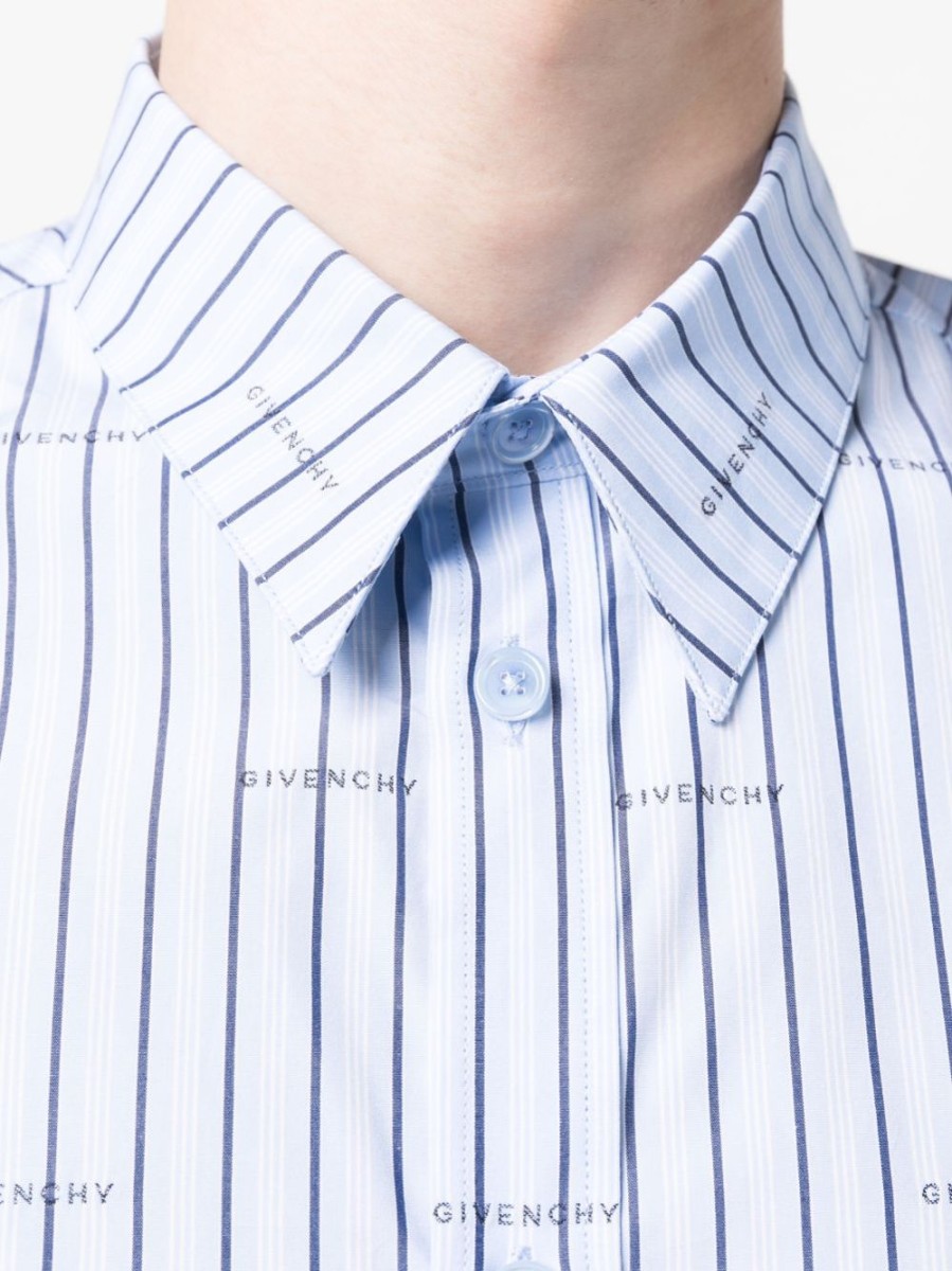 Uomo GIVENCHY | Camicia A Righe Con Stampa Logo