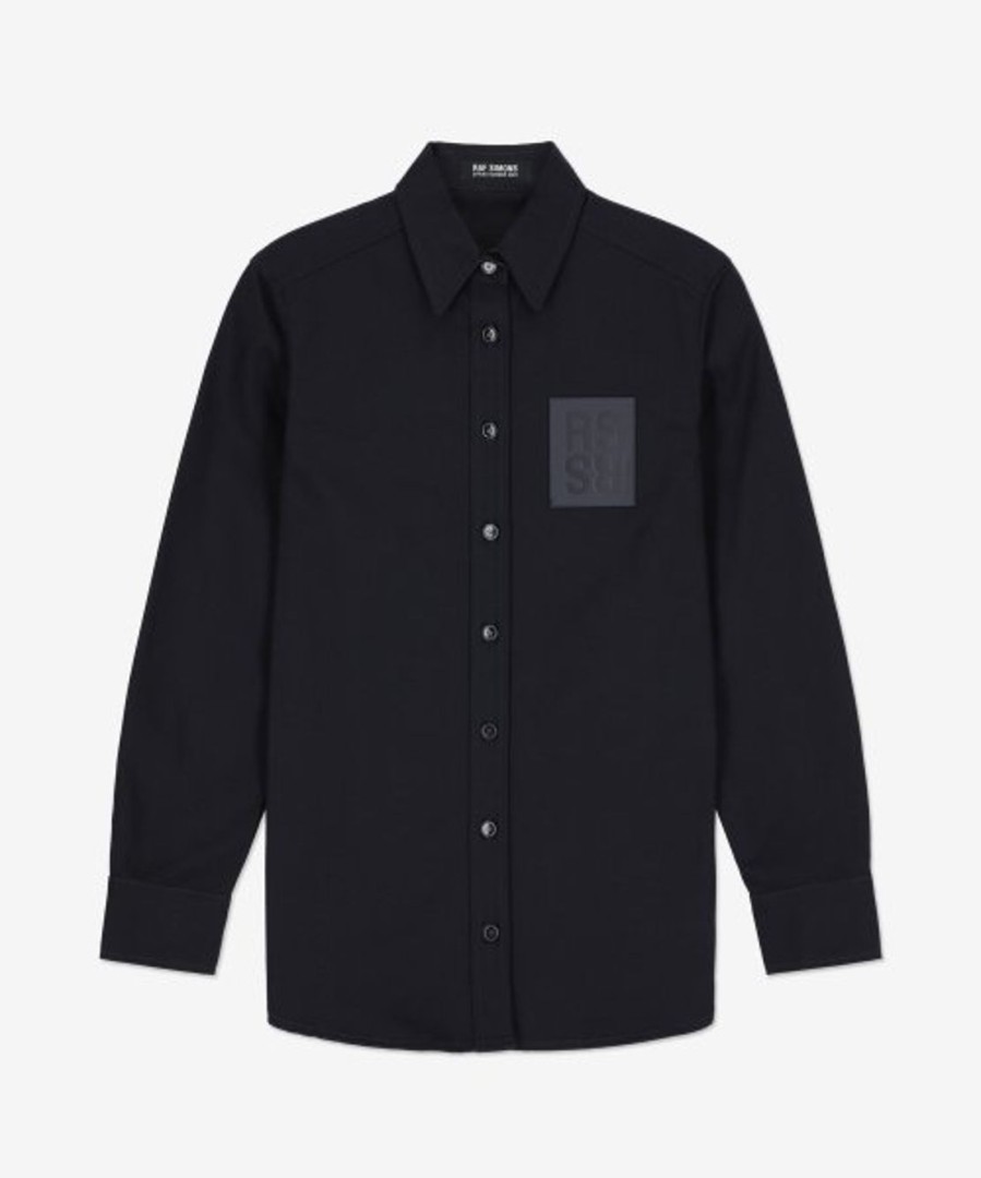 Uomo RAF SIMONS | Maglia Blu A Maniche Lunghe Con Patch Logo