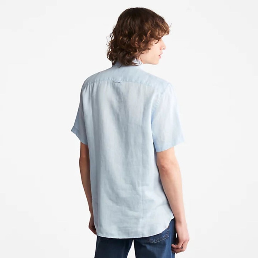 Uomo TIMBERLAND | Maglia Azzurra Con Maniche Corte