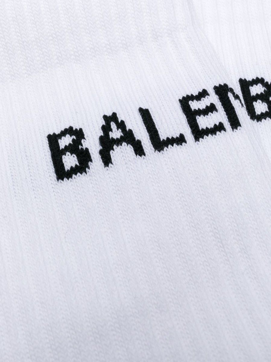 Uomo BALENCIAGA | Calzini Bianchi Con Logo