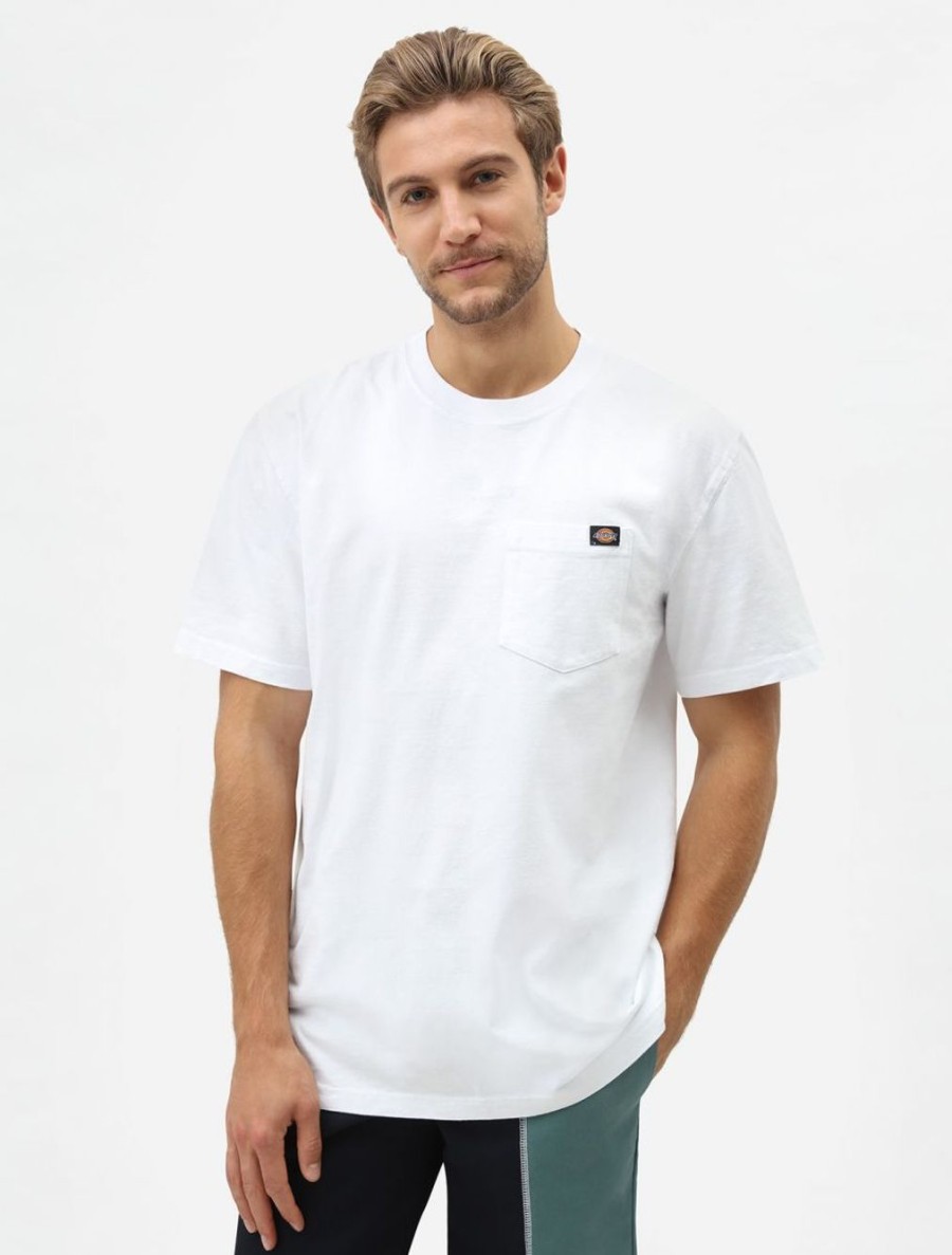 Uomo DICKIES | T-Shirt Porterdale Tascabile Bianca A Maniche Corte