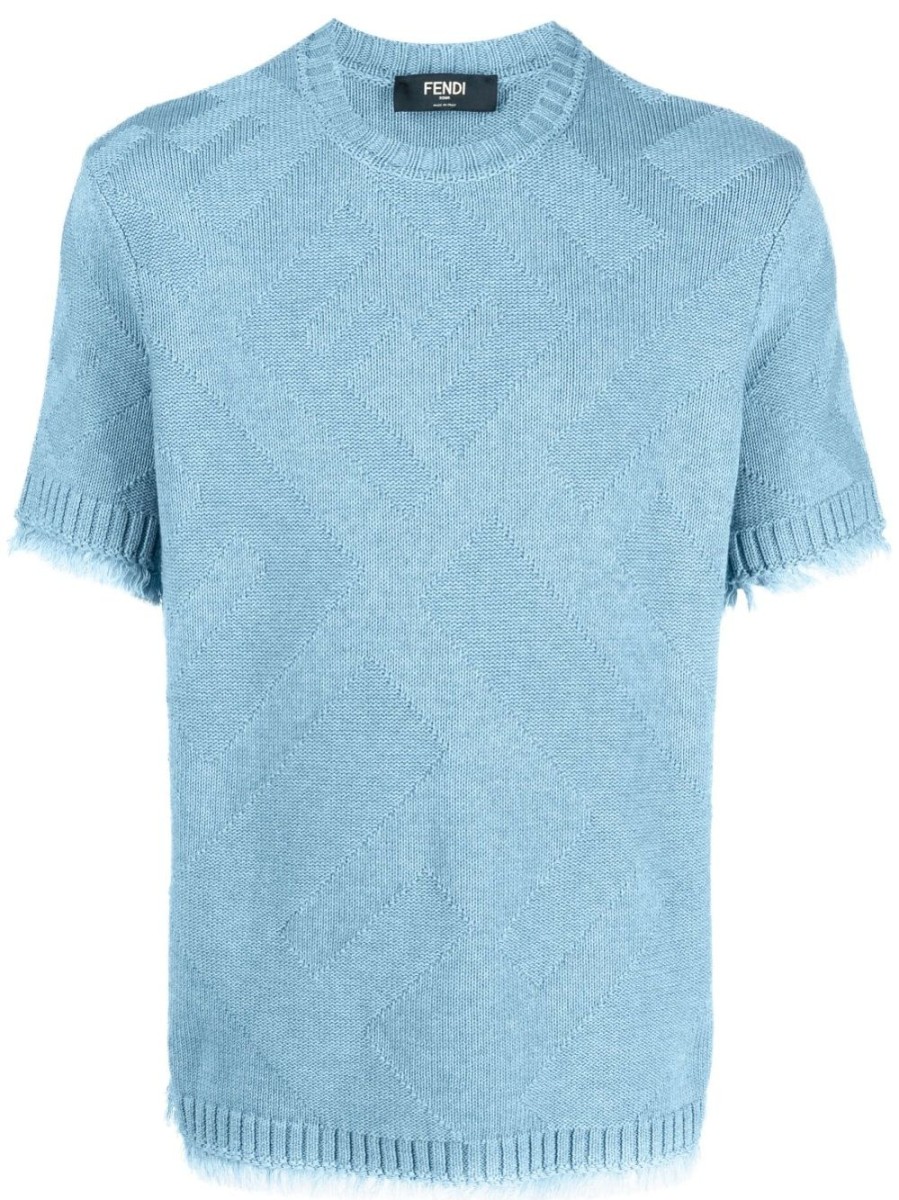 Uomo FENDI | Top In Maglia Jacquard Con Monogramma